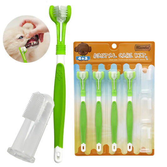 Three-Head Silicone Finger Toothbrush for Dogs