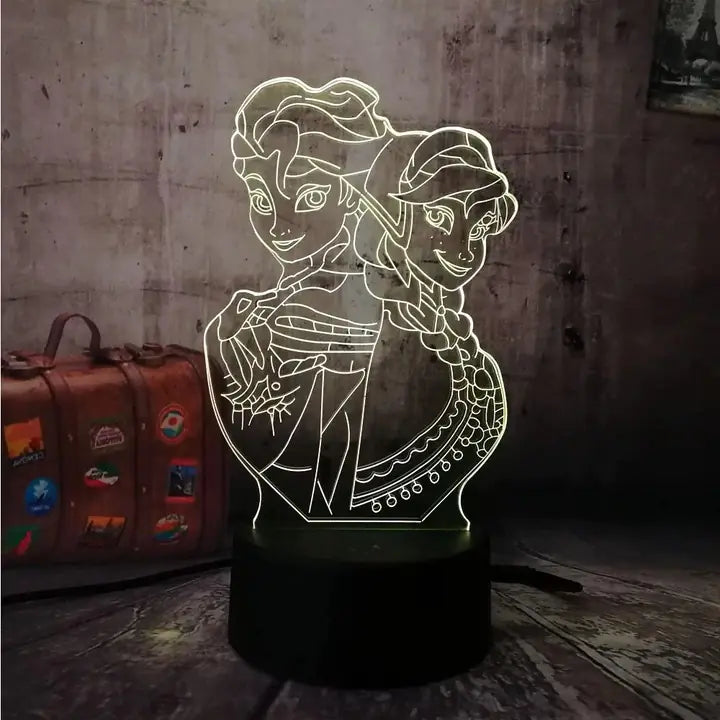 Colorful Touch Control LED 3D Night Light (Frozen Theme)