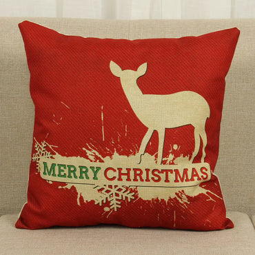 Christmas Deer Tree Pattern Cushion Cover in Cotton Linen
