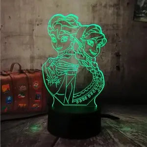Colorful Touch Control LED 3D Night Light (Frozen Theme)
