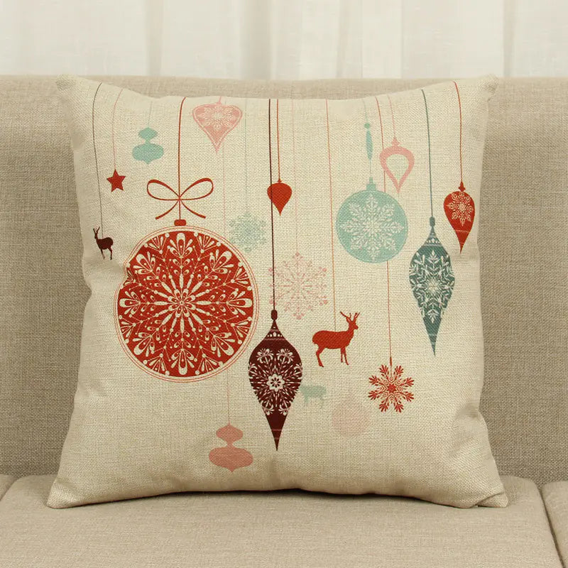 Christmas Deer Tree Pattern Cushion Cover in Cotton Linen