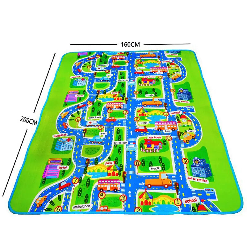 City Traffic Map Baby Crawling Mat and Play Mat