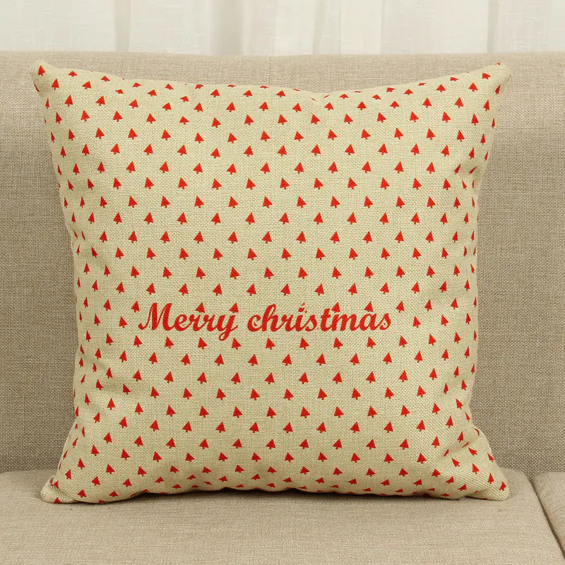 Christmas Deer Tree Pattern Cushion Cover in Cotton Linen