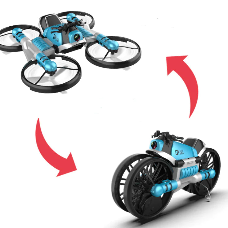 Remote Control Transforming Motorcycle Drone Toy