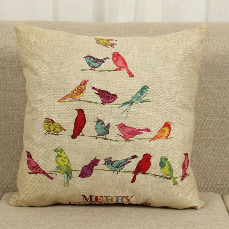 Christmas Deer Tree Pattern Cushion Cover in Cotton Linen